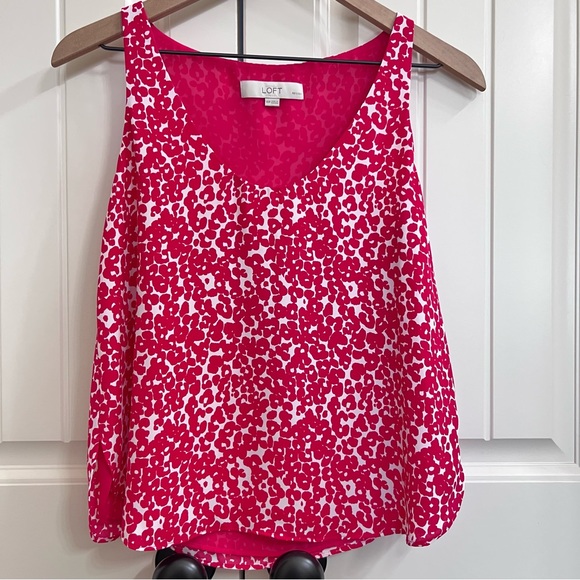 LOFT Tops - Loft Womens Sleeveless Layered Top in Pink/White, Size XSP